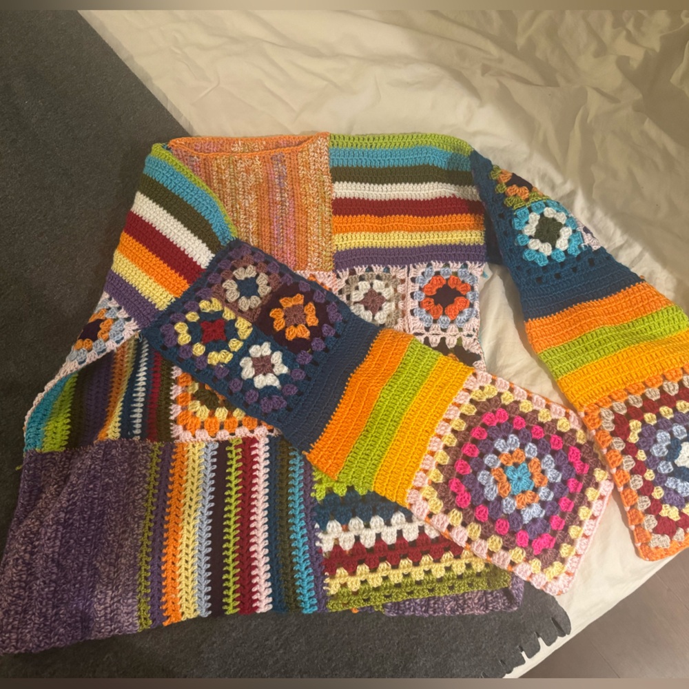 Colorful Patchwork Crochet Sweater Granny Square